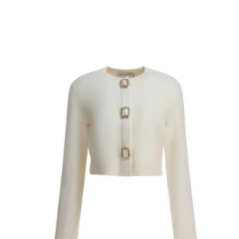 Self-Portrait Cream Cropped Cardigan with Decorative Buckles - Picture 1 of 6